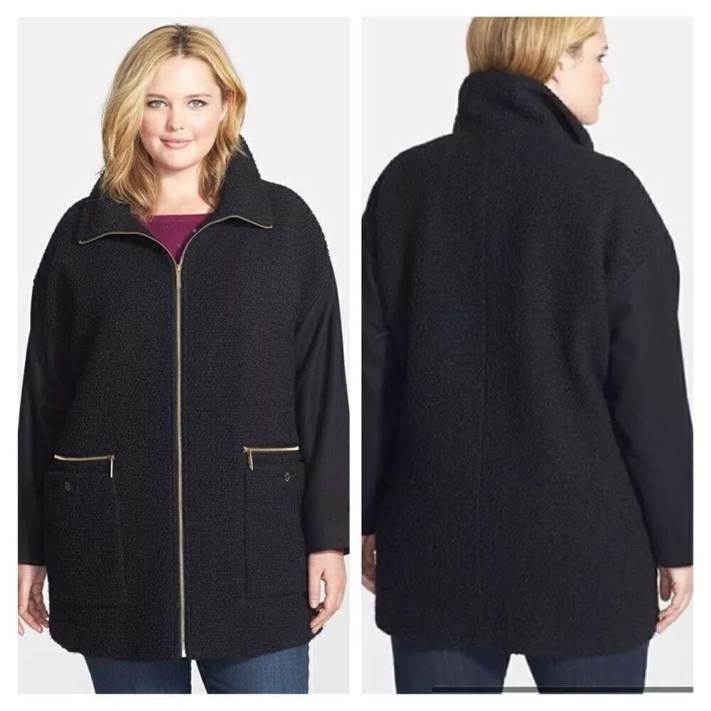 Michael Kors Gold Boucle Plush Wool Blend Coat Size XL